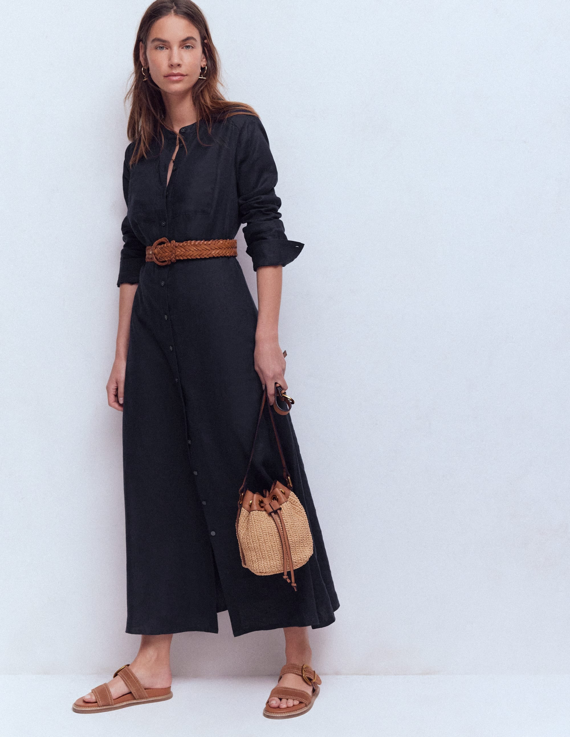 Mollie Linen Shirt Dress-Navy | Boden (US)