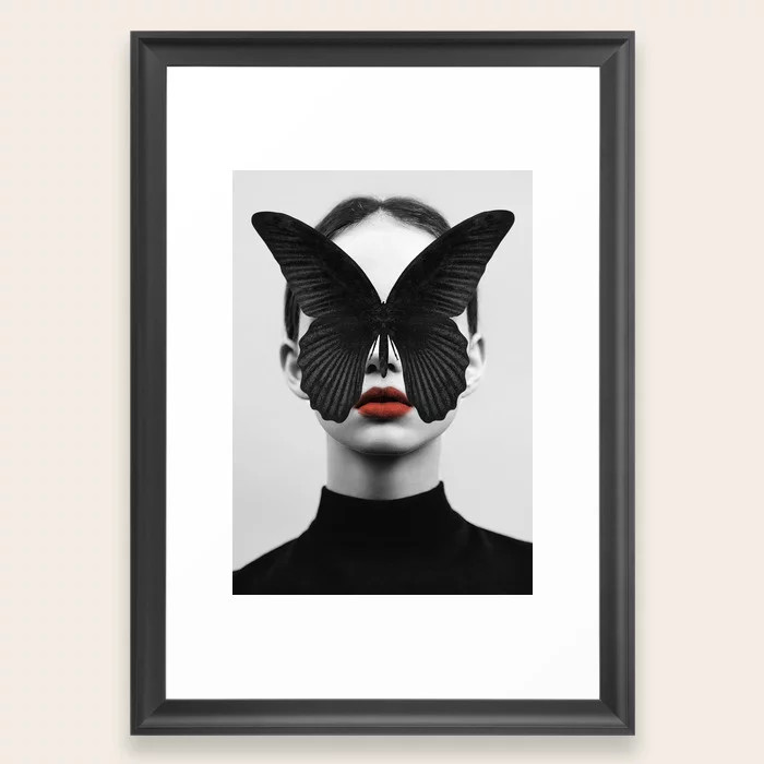 BLACK BUTTERFLY Framed Art Print | Society6