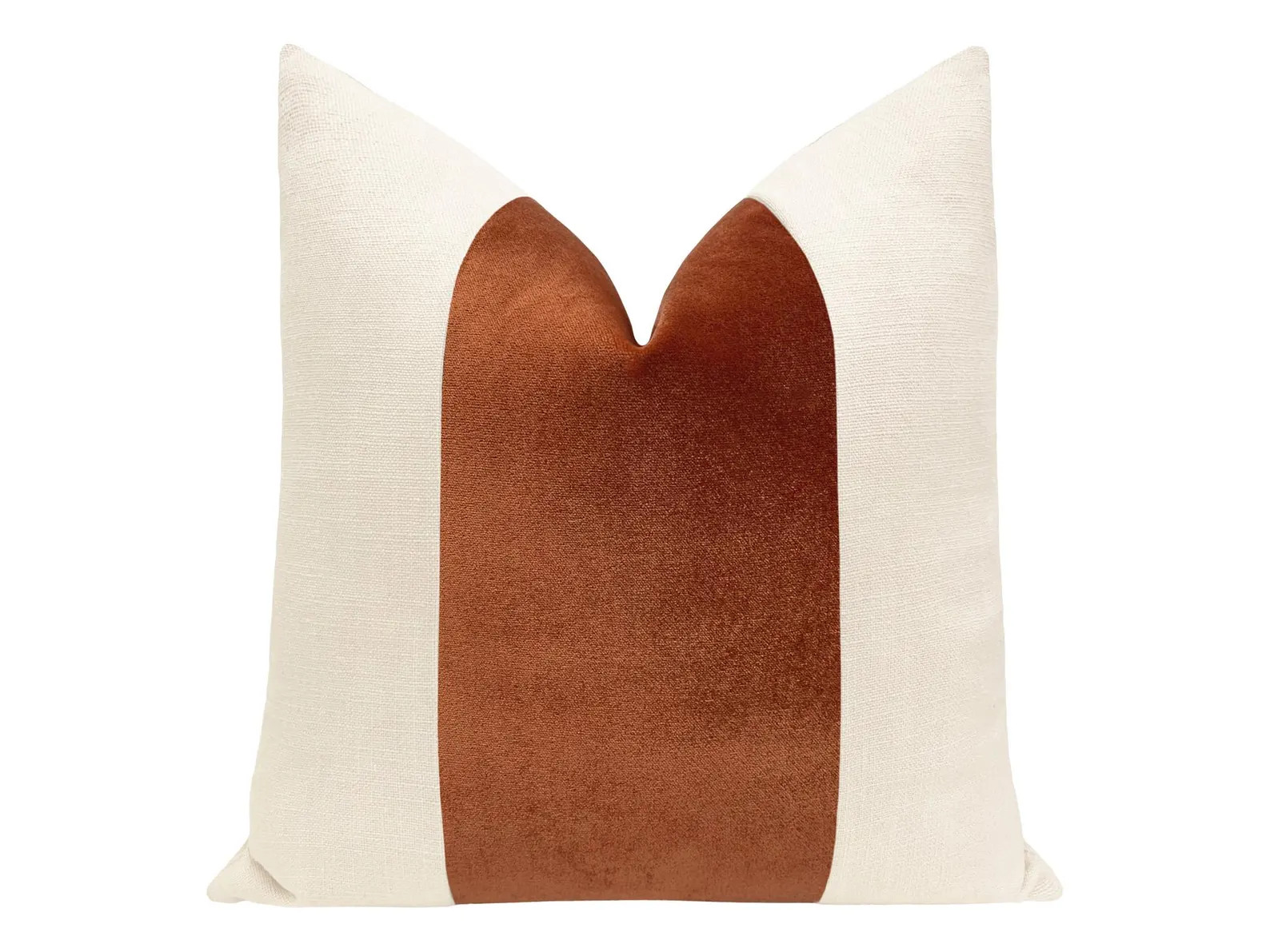Panel : Venetian Velvet // Amber | velvet stripe | brown pillow | linen + brown velvet pillow | | Etsy (Global)