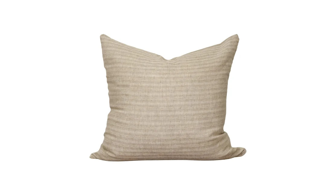 Wren Pillow Cover, Beige and Ivory Striped Pillow, Beige Textured Pillow, Beige Neutral Throw Pil... | Etsy (US)
