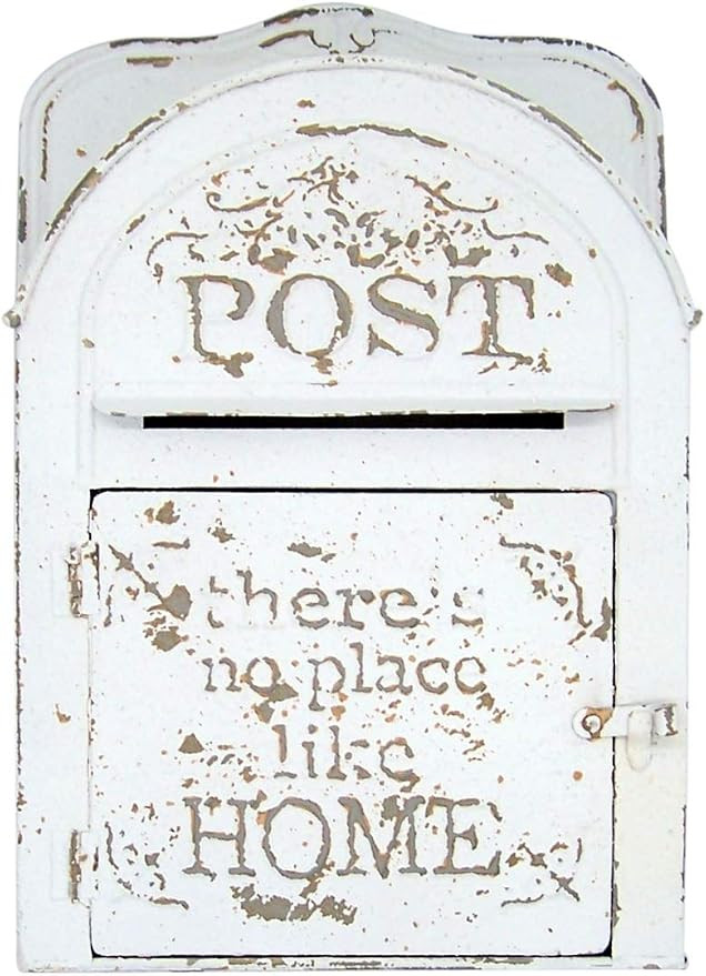 White Painted Tin Mailbox, Wall Mounted Hanging Decor, Charming Aesthetic, 10 1/4 Inch | Amazon (US)
