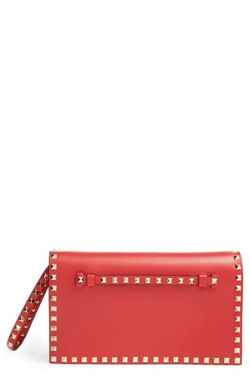 VALENTINO GARAVANI 'Rockstud' Leather Flap Clutch | Nordstrom