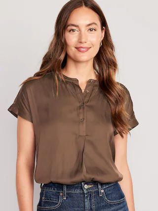 Dolman-Sleeve Satin Shirt | Old Navy (US)