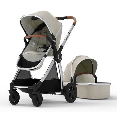 Mompush Ultimate 2 Full Size Stroller with Bassinet - Khaki Fabric Silver Frame | Target
