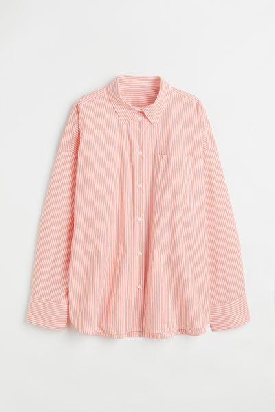 Relaxed-fit shirt in woven cotton fabric. Collar, buttons at front, and yoke at back with box ple... | H&M (US + CA)