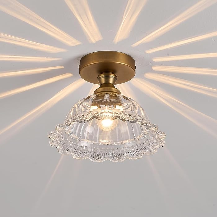 9.8" Semi Flush Mount Vintage Light Fixtures Brass Vintage Ceiling Light Fixture | Amazon (US)