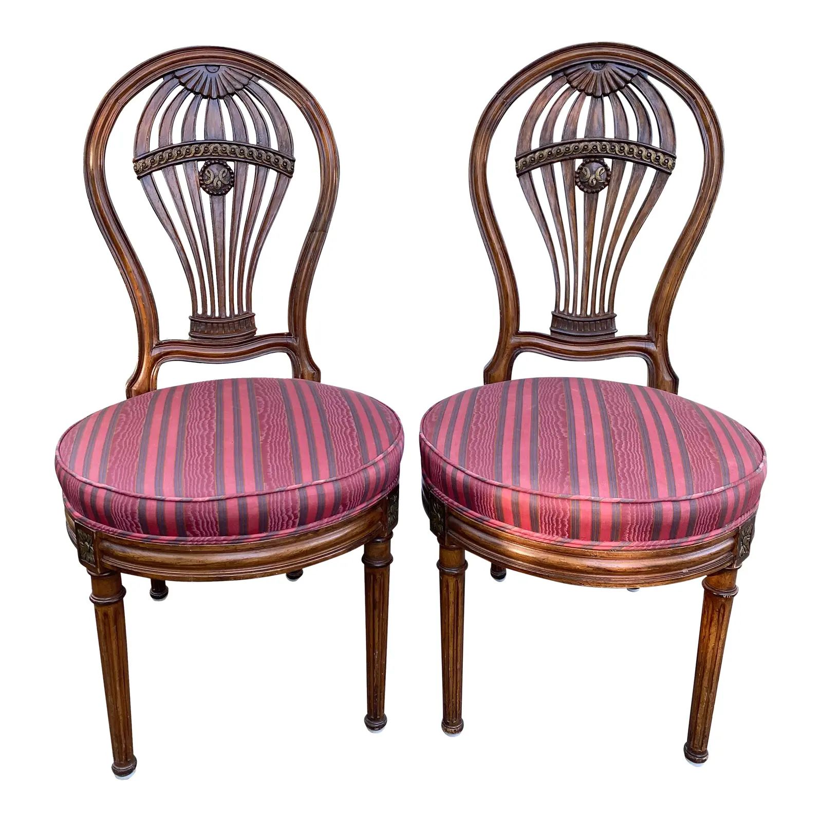 Early 20th Century French Louis XVI Montgolfier Hot Air Balloon Back Side Chair - a Pair | Chairish