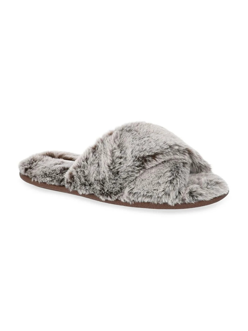 Joyspun Women's Faux Fur X-Band Slippers | Walmart (US)