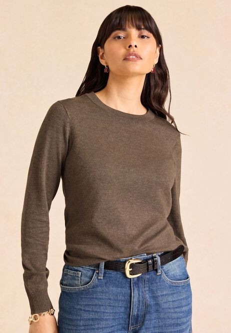 Womens Mink Plain Crew Neck Jumper | Peacocks