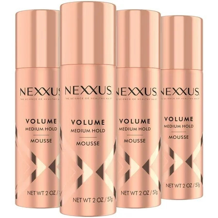 Nexxus Travel Mousse Volume Medium Hold 4-Pack – 72-Hour Anti-Humidity Shield 48-Hour Frizz Control Rose Fragrance 2 Oz Ea | Walmart (US)