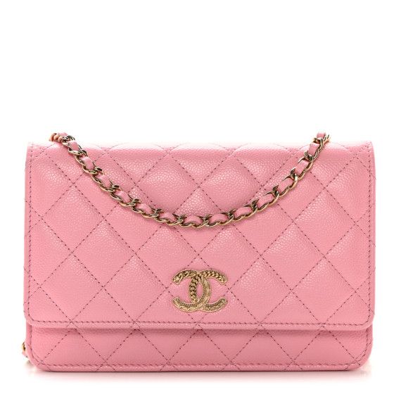 Caviar Quilted Multi Chain Wallet On Chain WOC Light Pink | FASHIONPHILE (US)