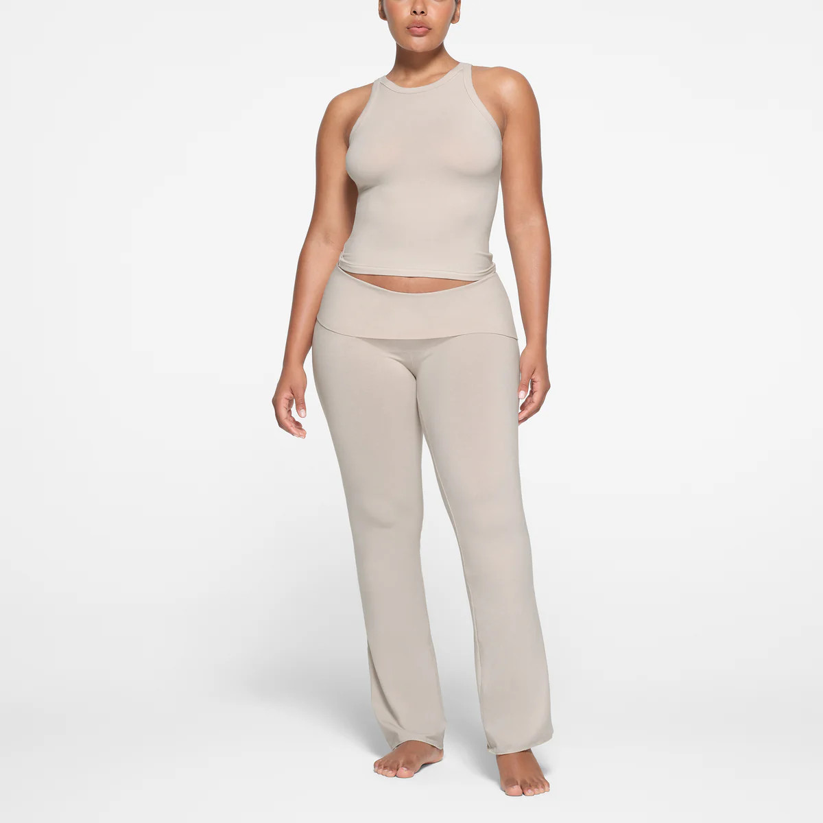 COTTON JERSEY CREW NECK TANK | STONE | SKIMS (US)