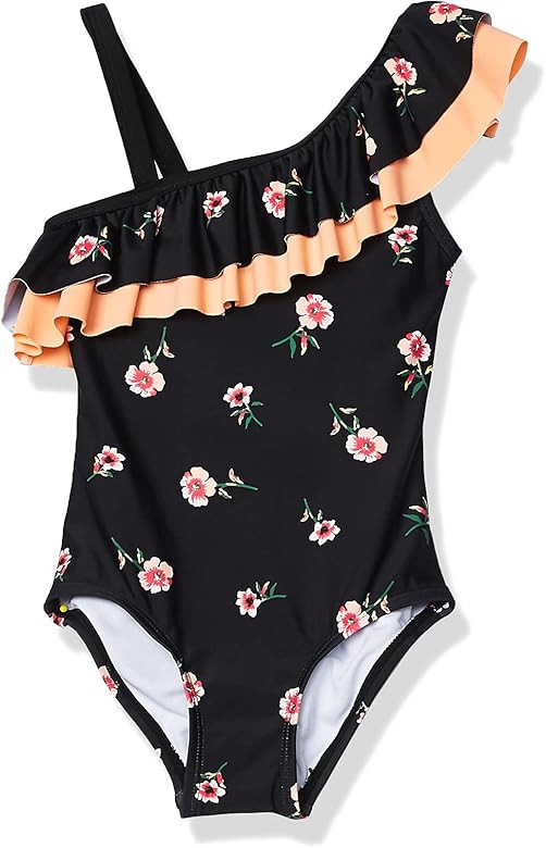 Kanu Surf Girls' Morgan Floral Ruffle 1-Shoulder 1-Piece Swimsuit | Amazon (US)