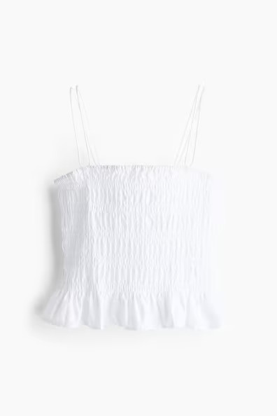 H & M - Smocked Camisole Top - White | H&M (US + CA)