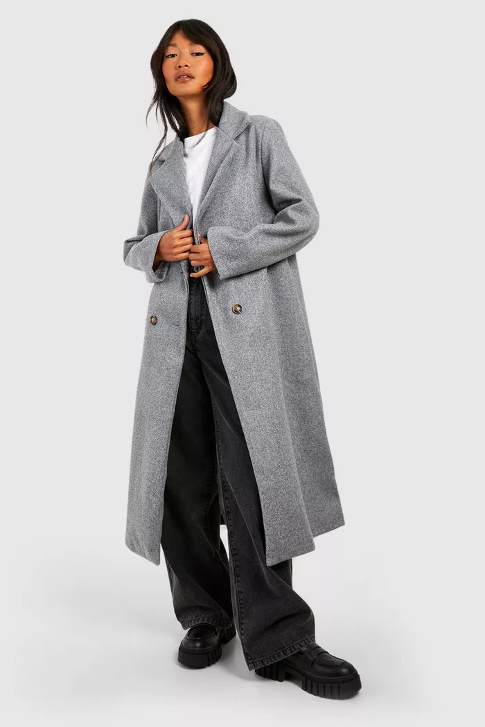 Double Breasted Longline Coat | Boohoo.com (UK & IE)