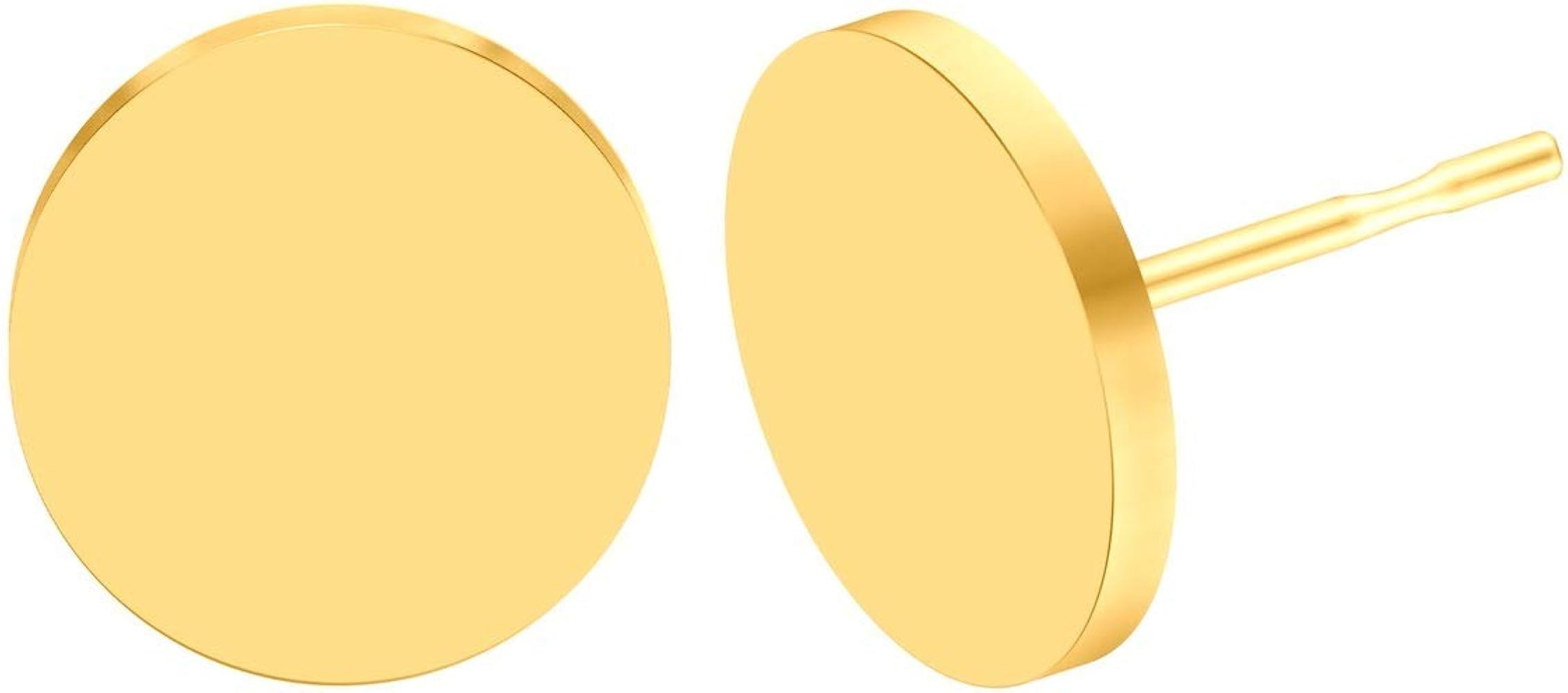 BEADNOVA Stud Earrings Flat Post Earrings Circle Piercing Disc Stainless Dot Earrings for Women (... | Amazon (US)