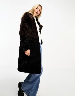 Urban Code longline faux fur coat in brown ombre | ASOS | ASOS (Global)