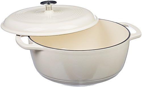 AmazonBasics Enameled Cast Iron Covered Dutch Oven, 6-Quart, White | Amazon (US)