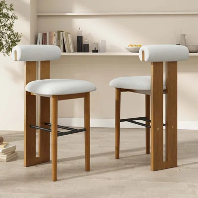 Renee Indoor Wooden Upholstered Barstool and Upholstery, Set of 2 | Wayfair North America