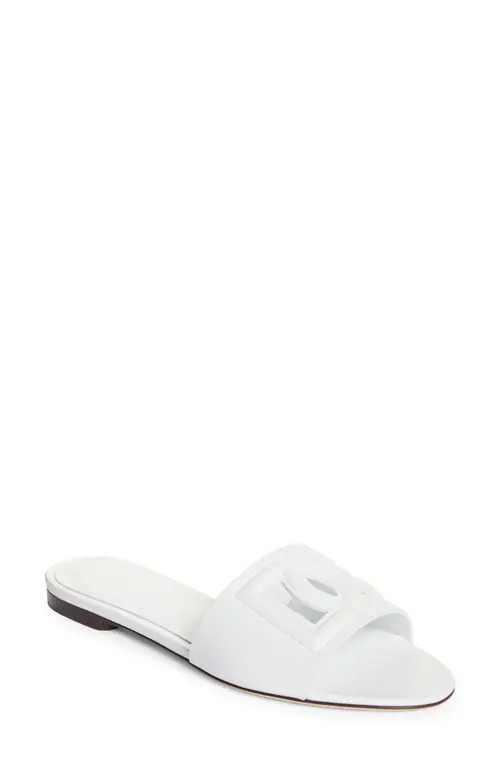 Dolce&Gabbana Bianca Interlock Slide Sandal in White at Nordstrom, Size 9.5Us | Nordstrom
