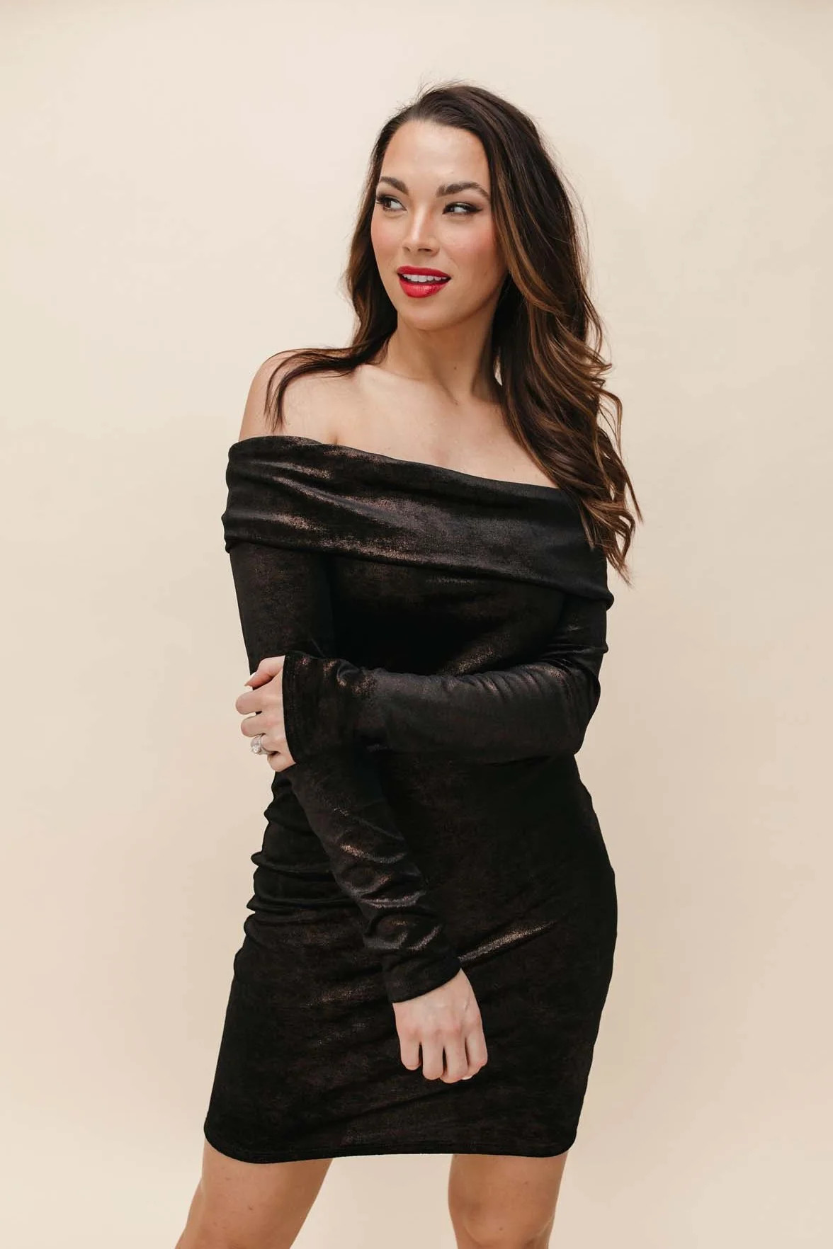 Lyla Bronze Shimmer Velvet Dress | The Post