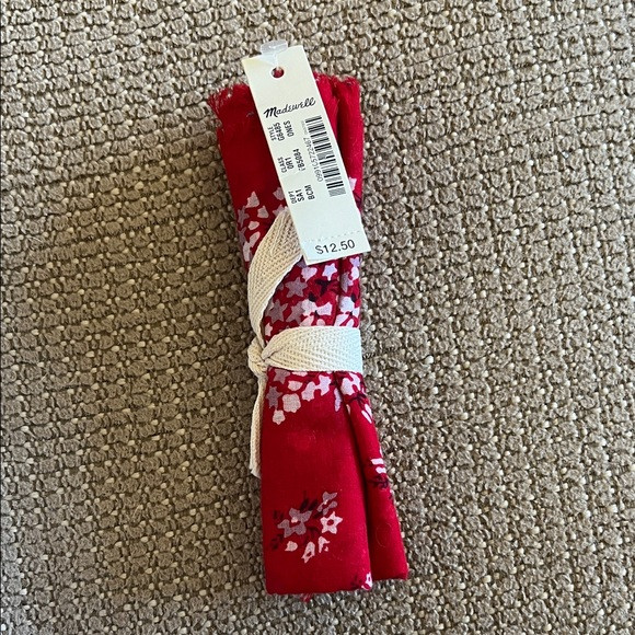 Madewell Red and White Patterned Scarf | Poshmark