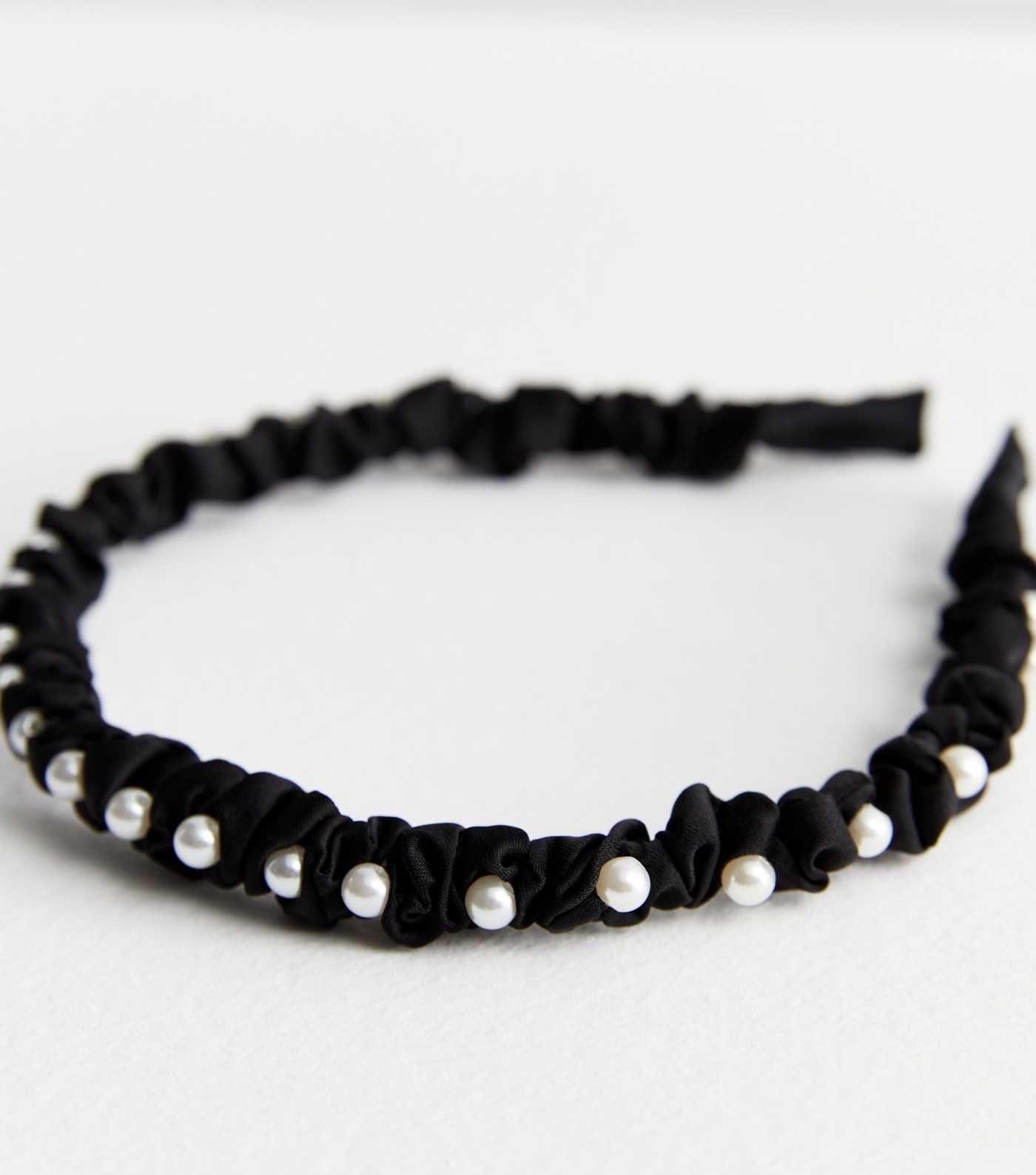 Black Faux Pearl Ruched Headband | New Look | New Look (UK)