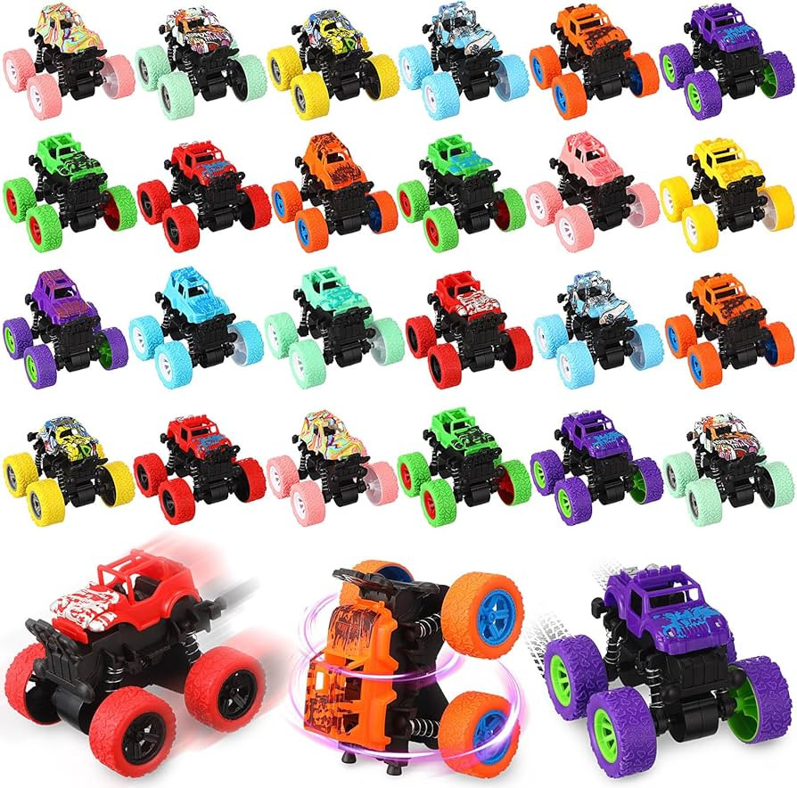 Hiboom 24 Pcs Friction Powered Mini Monster Trucks for Boys and Girls, Pull Back Vehicle Push and... | Amazon (US)