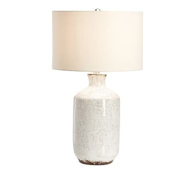 Jamie Young Bethany Ceramic Bedside Lamp, Ivory with Moss Green | Pottery Barn (US)