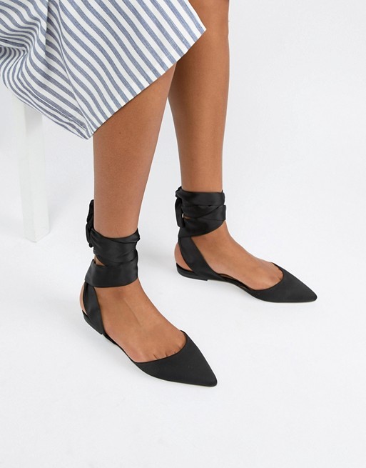 ASOS DESIGN Libbie tie leg pointed ballet flats | ASOS US
