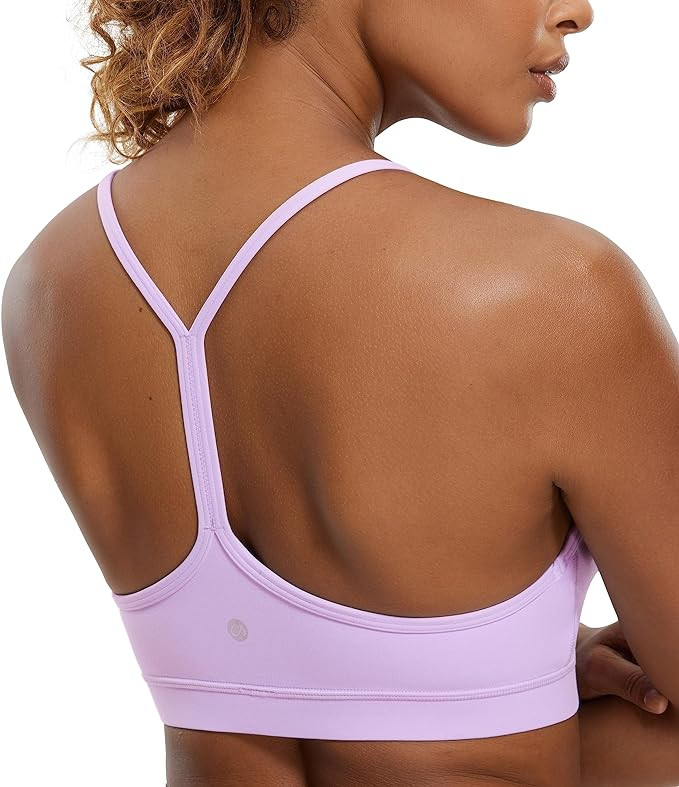 CRZ YOGA Butterluxe Y Back Sports Bras for Women - Padded Racerback Low Impact Spaghetti Thin Str... | Amazon (US)