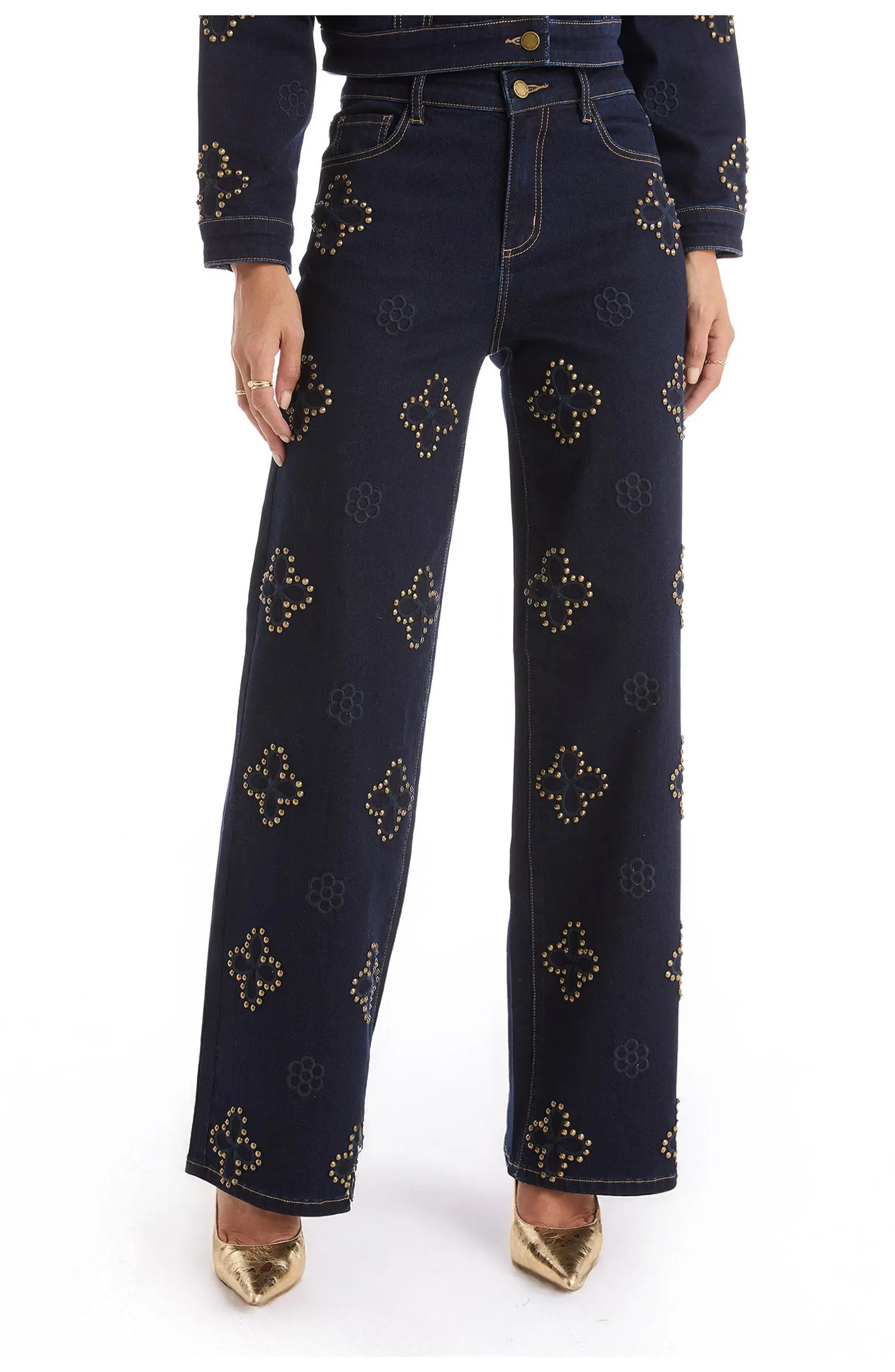 Kaia Studded High Rise Jean | Nordstrom