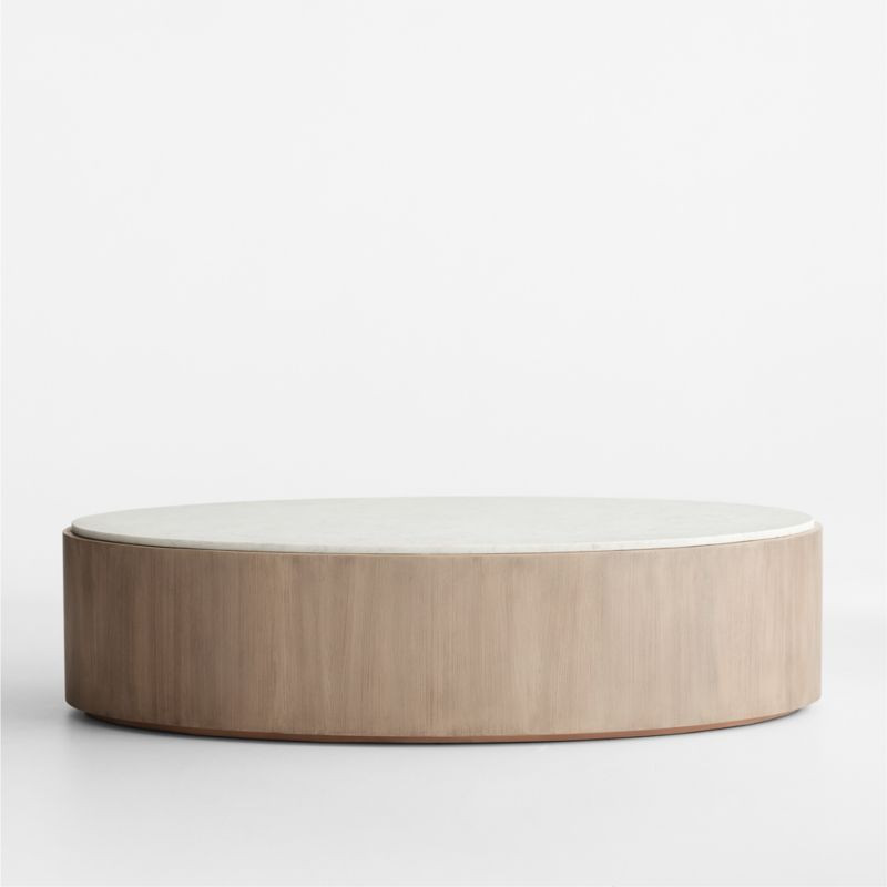 Troupe Marble and Natural Pine Wood 60" Oval Coffee Table + Reviews | Crate & Barrel | Crate & Barrel