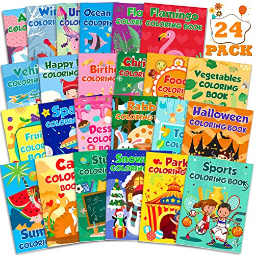 24Pack Small Coloring Books for Kids Ages 4-8, 8-12, Bulk Coloring Books for Kids Ages 2-4, Kids Birthday Party Gifts Classroom Activity, Mini Coloring Books Includes Summer, Christmas, Toy, Car | Amazon (US)