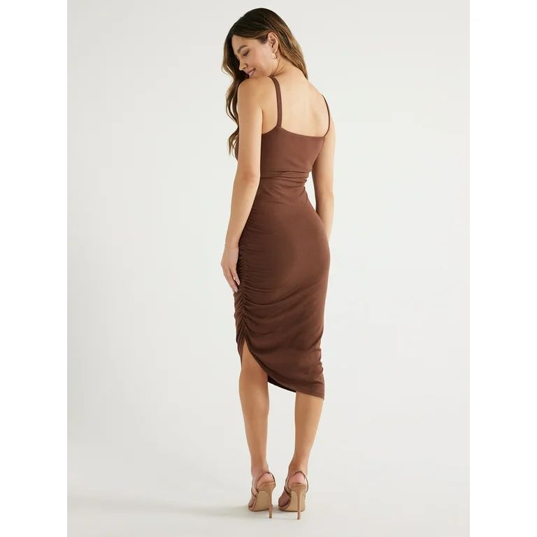 Sofia Jeans Women's Asymmetric Gathered Dress, Knee Length, Sizes XS-XXXL - Walmart.com | Walmart (US)