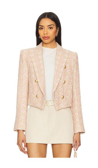 L'AGENCE Lila Boxy Blazer in Blush,Metallic Gold. - size 2 | Revolve Clothing (Global)