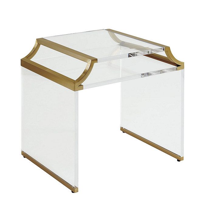 Faye Acrylic Side Table with Brass | Ballard Designs, Inc.