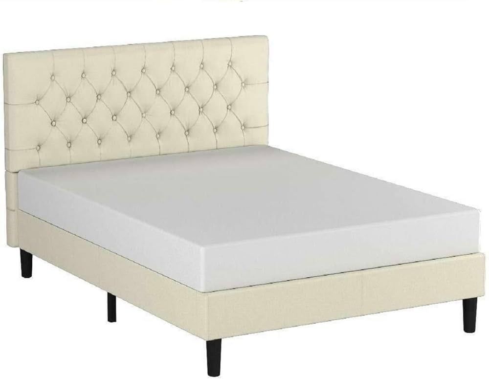 ZINUS Misty Upholstered Platform Bed Frame / Mattress Foundation / Wood Slat Support / No Box Spr... | Amazon (US)