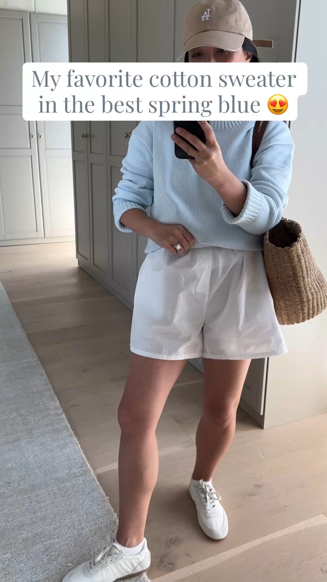 My favorite cotton sweater came out with the prettiest blue 😍 it’s so good- especially for spring 

Everlane tee medium
Everlane sweater xs
 Donni shorts medium - washed and shrunk them after this post. 
Amazon socks
SperryxAritzia sneakers 6 - run small
J.crew tote
Electric Picks earrings 
Electric Picks necklace 

Spring outfits 2026, mom outfits, petite style 


#LTKmomlife #LTKootd #LTKPetite