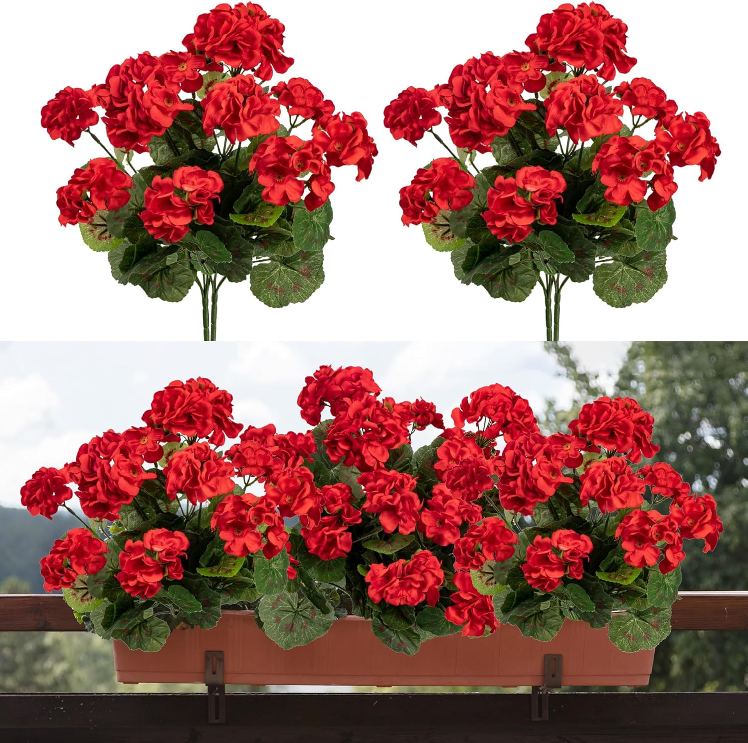 4PCS Home Decor Fake Plants Artificial Flowers Artificial Geraniums Outdoor Fake Flowers Artifici... | Amazon (US)