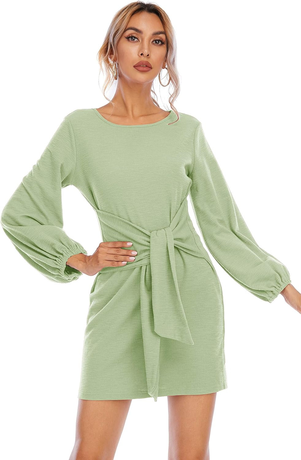 R.Vivimos Women's Autumn Winter Cotton Long Sleeves Elegant Knitted Bodycon Tie Waist Sweater Pen... | Amazon (US)