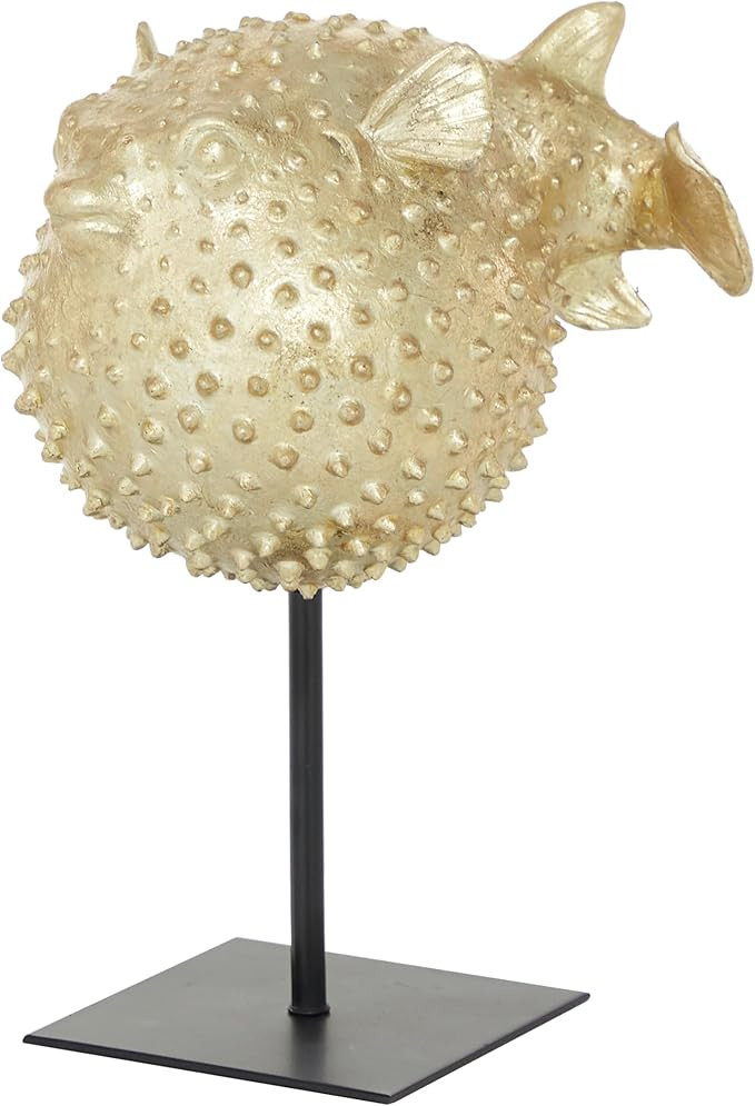 Deco 79 Polyresin Blowfish Handmade Decorative Sculpture Spiked Home Decor Statue with Stand, Acc... | Amazon (US)