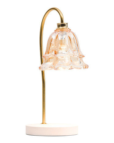 15in Flower Glass Shade Candle Warmer Lamp | TJ Maxx