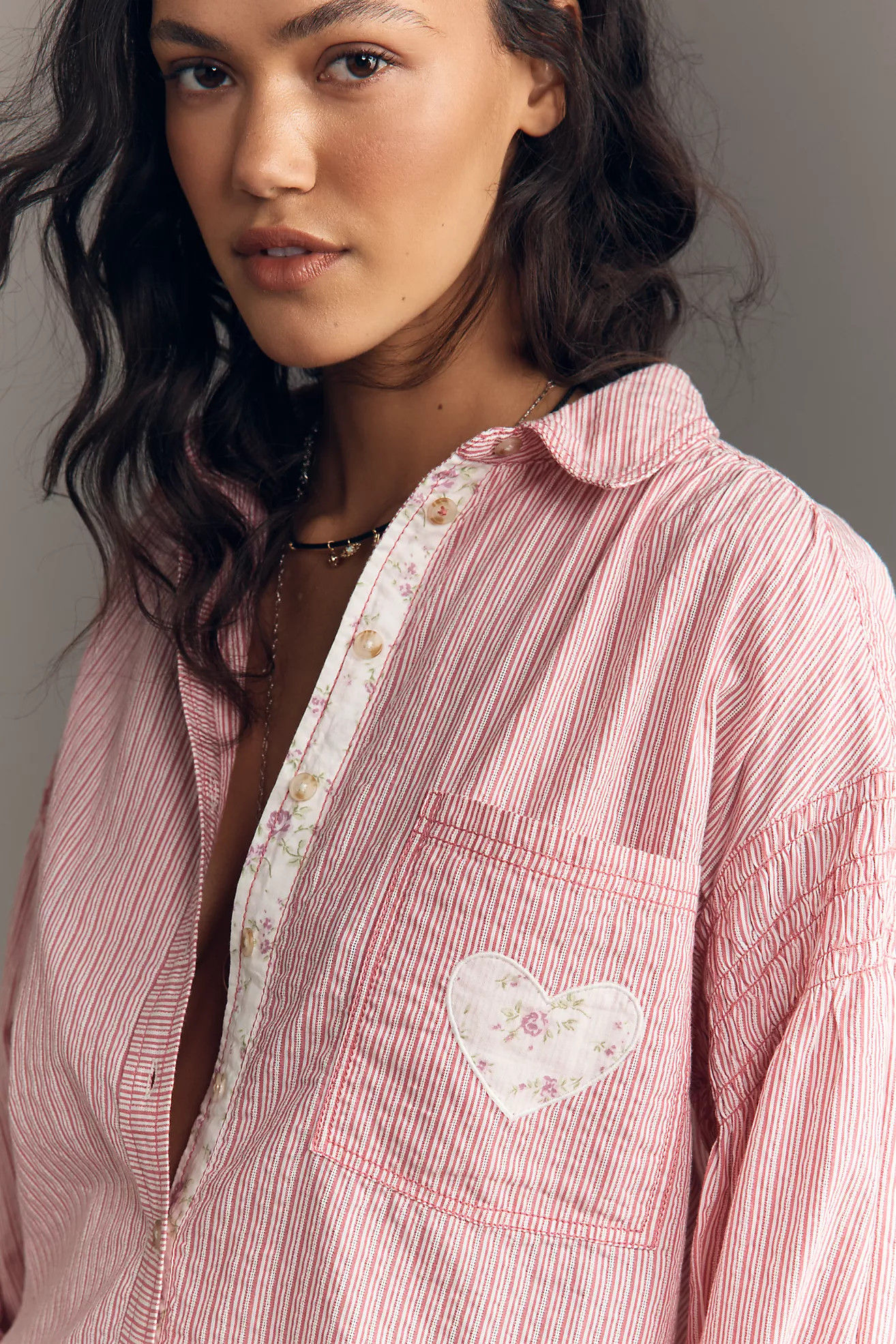 Pilcro Mix-Print Long-Sleeve Buttondown Shirt | Anthropologie (US)