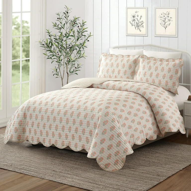 Mainstays Beige Paisley 3-Piece Quilt Set, Full/Queen | Walmart (US)