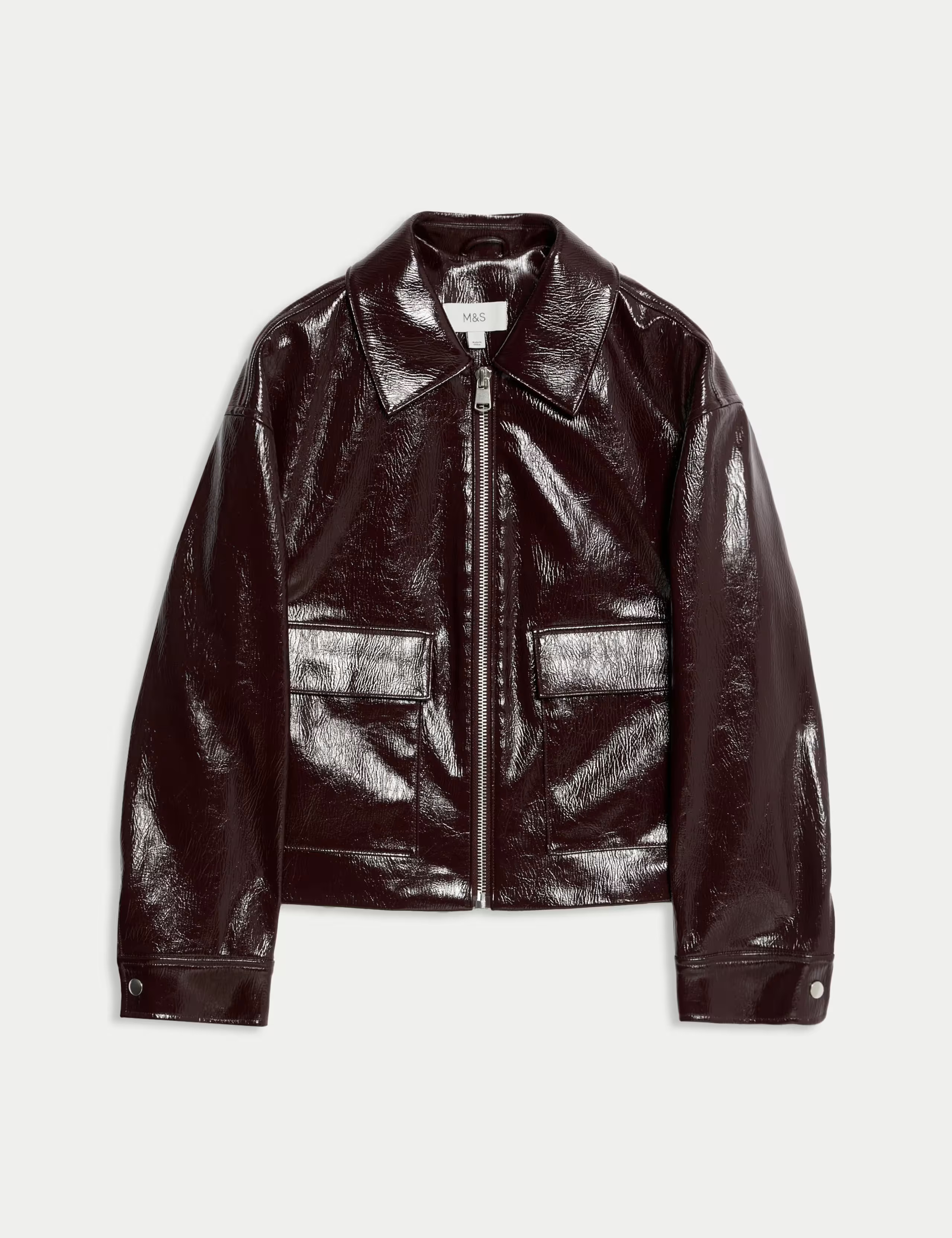 Faux Leather Lacquered Harrington Jacket | M&S Collection at M&S | Marks & Spencer (UK)