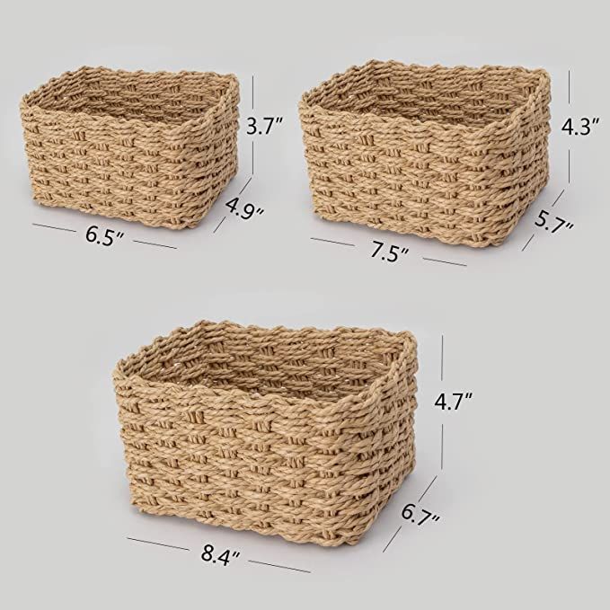 Recycled Wicker Storage Basket, Paper Rope Storage Baskets for Organizing Container Bins for Shel... | Amazon (US)