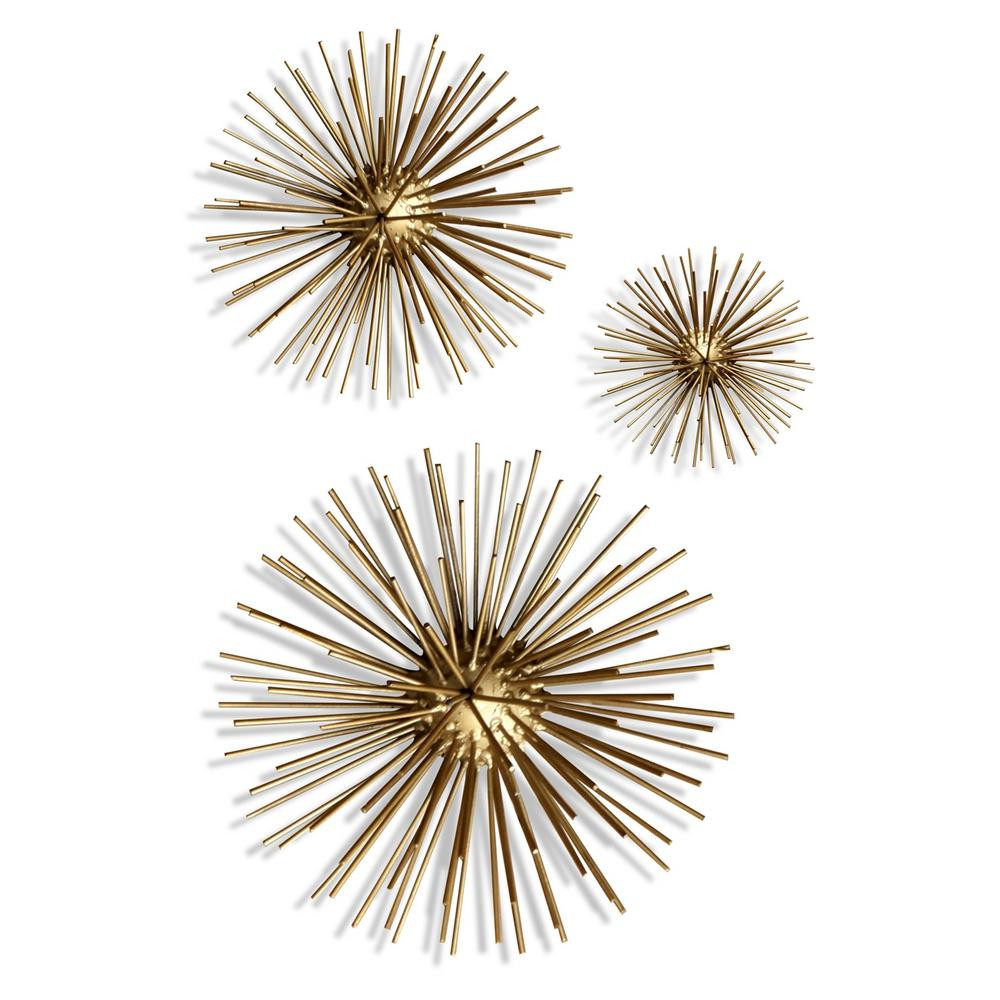 StyleCraft Spider Metal Antique Gold Metal Wall Art (3-Pack) | The Home Depot