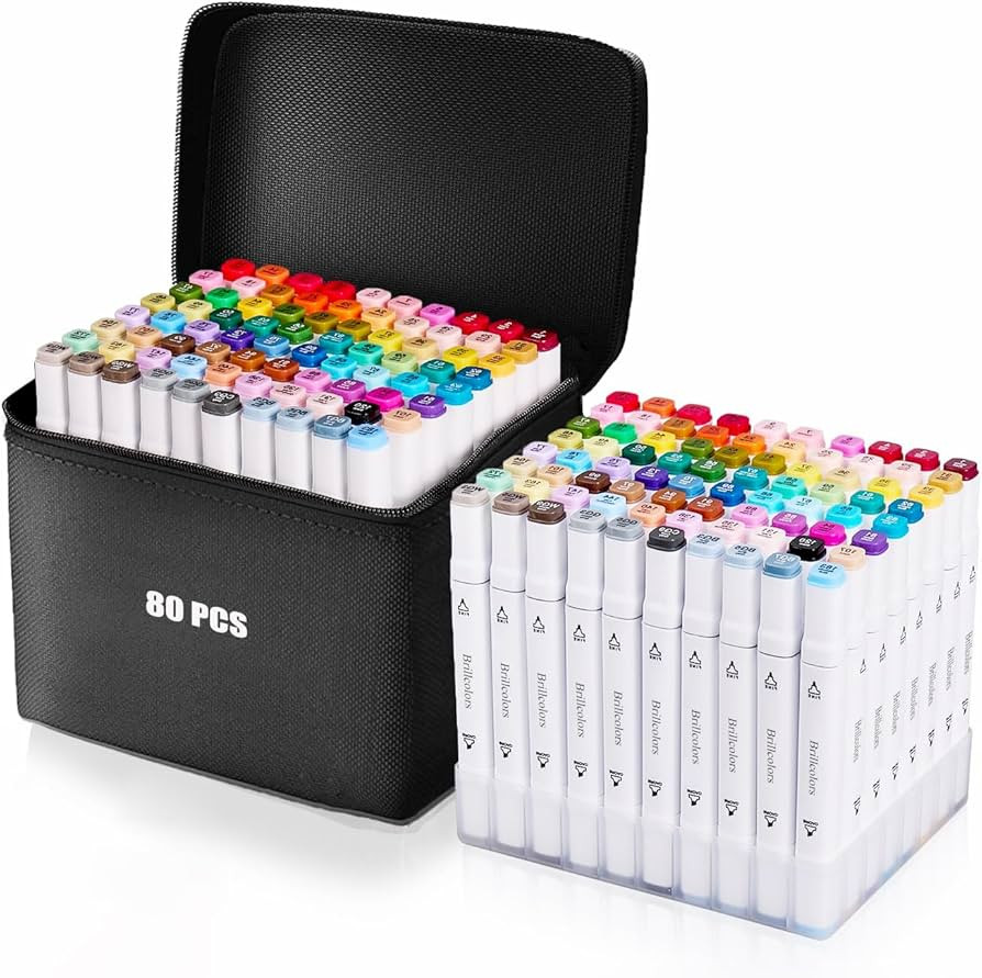 Brillcolors 80 Colors Alcohol Markers with Base Dual Tip Drawing Markers for Adult and Kids Comic... | Amazon (US)