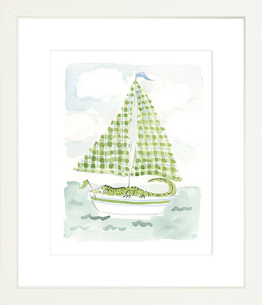 The "Sailboat Menagerie Alligator" Fine Art Print | Evelyn Henson